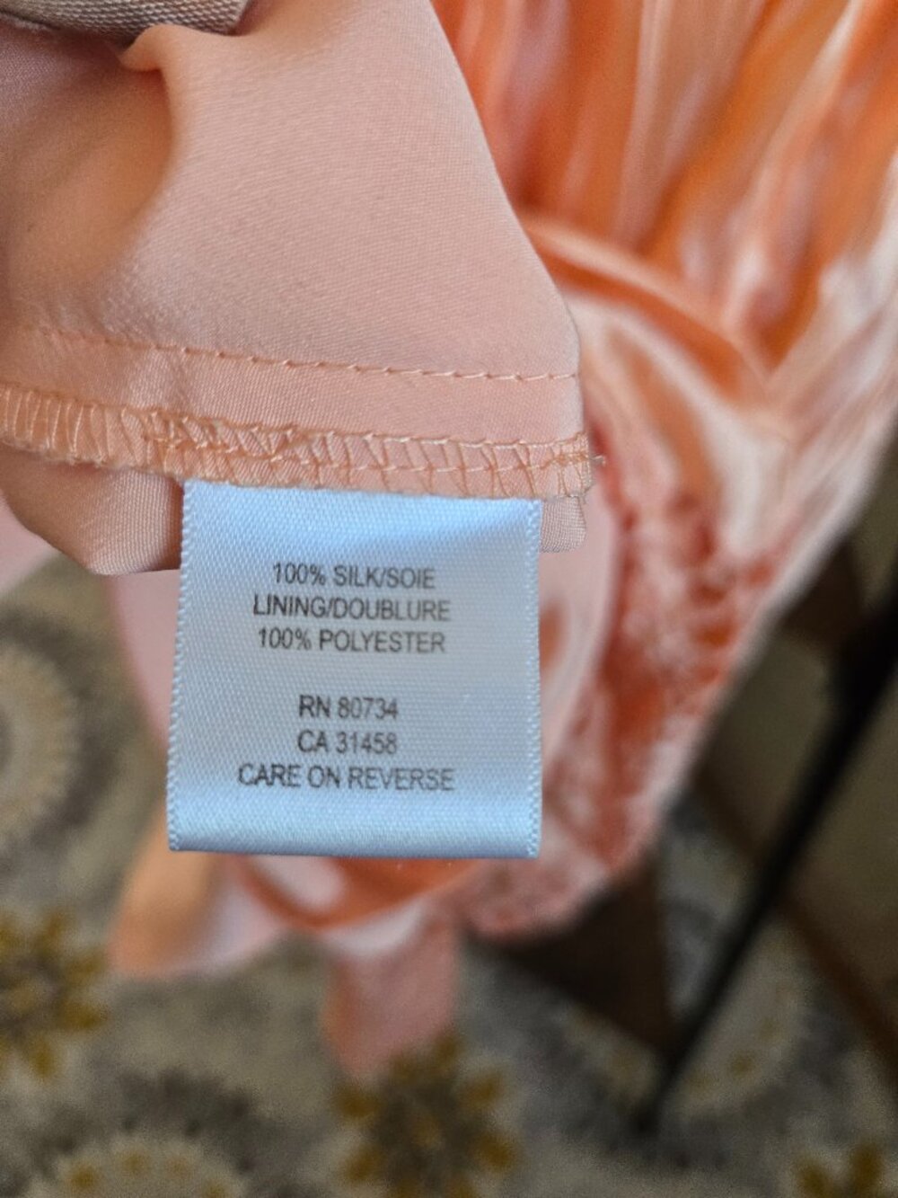 BCBG Max Azria Peach Silk Lace Smocked Waist Slip Dress Size Small - Picture 6 of 9